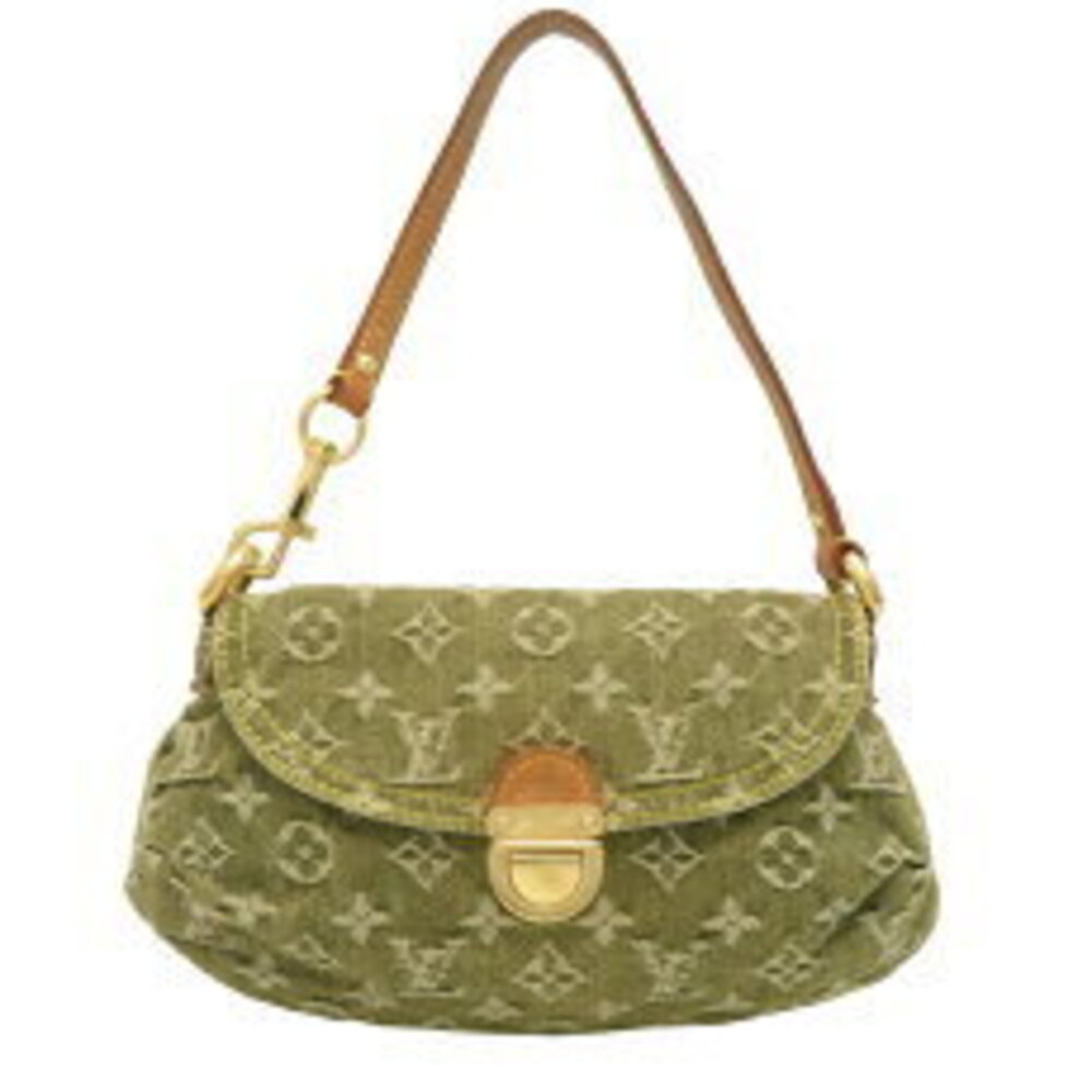 Louis Vuitton Pleaty Handbag Monogram Denim Khaki Green